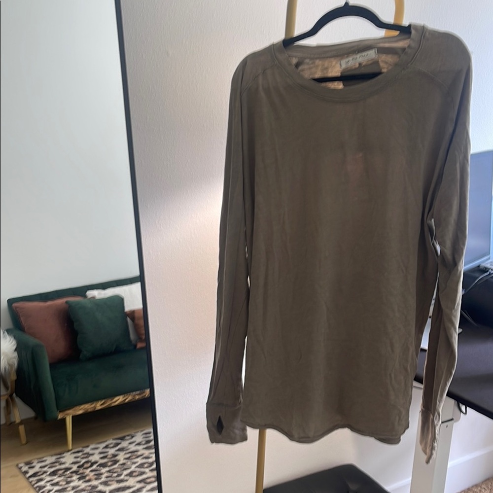 Free People We The Free Olive Green Long Sleeve Arden Tee